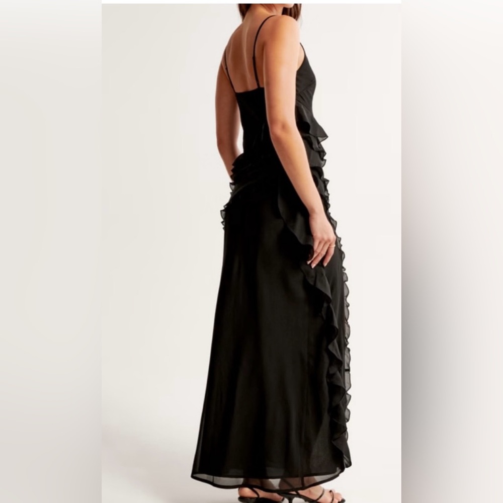 Abercrombie & Fitch Draped Ruffle Maxi Dress Color Black Size XS - Picture 5 of 7
